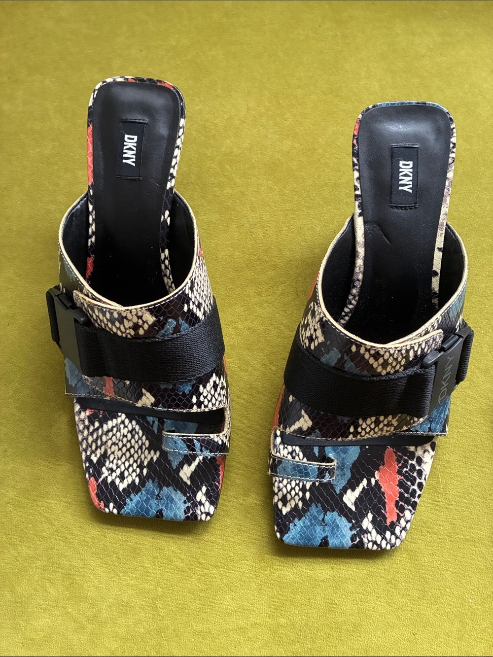 DKNY shoes multi coloured snakeskin.